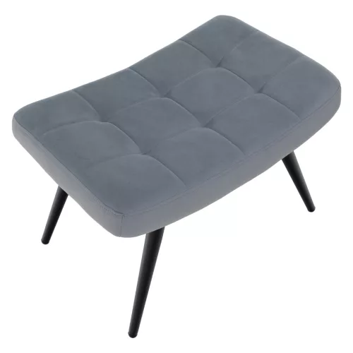Fotel lábtartóval, szürke Velvet szövet/fekete, HABEN