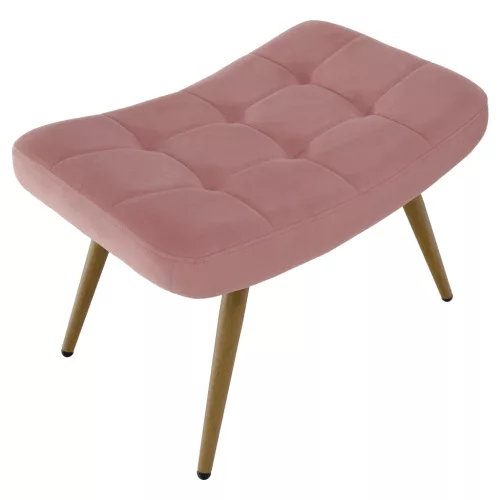 Fotel lábtartóval, rózsaszín Velvet szövet/tölgy, HABEN