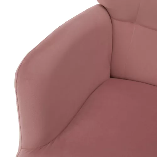 Fotel lábtartóval, rózsaszín Velvet szövet/tölgy, HABEN