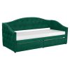 Ágy tárhellyel, 90x200, zöld Velvet szövet, ZASKA