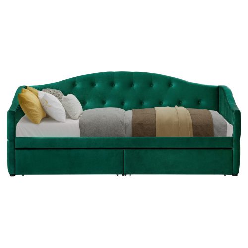 Ágy tárhellyel, 90x200, zöld Velvet szövet, ZASKA