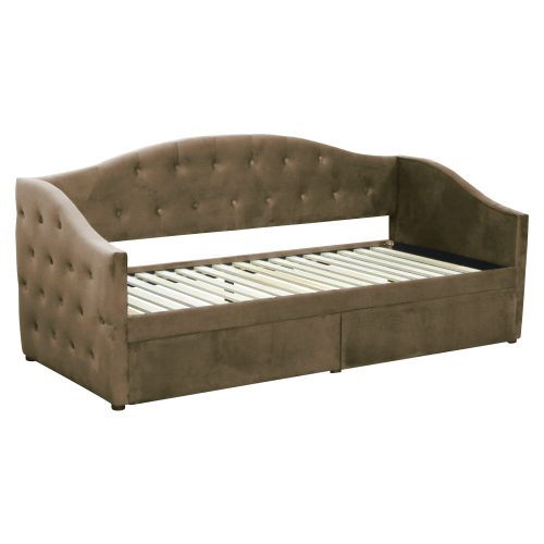 Ágy tárhellyel, 90x200, barna Velvet szövet, ZASKA