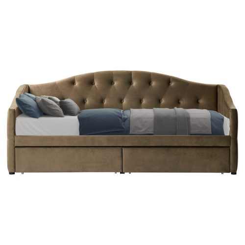 Ágy tárhellyel, 90x200, barna Velvet szövet, ZASKA