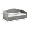 Ágy tárhellyel, 90x200, szürke Velvet szövet, ZASKA
