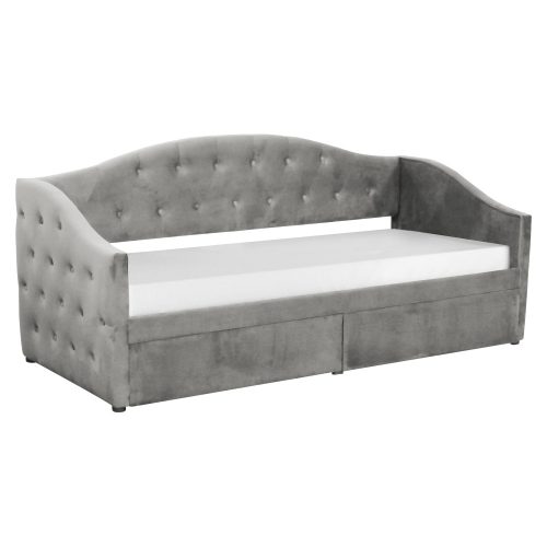 Ágy tárhellyel, 90x200, szürke Velvet szövet, ZASKA