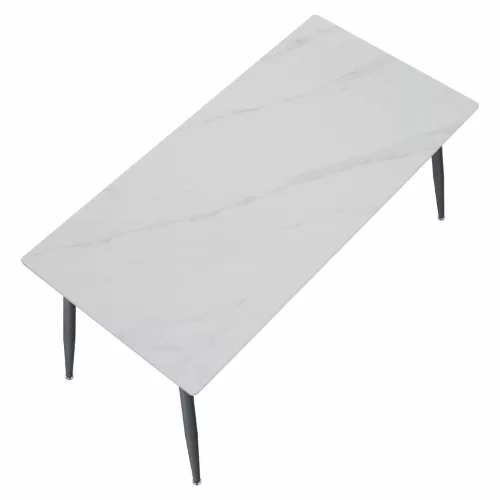 Étkezőasztal, fehér márvány/fekete, 160x80 cm, FLORENC TYP 2