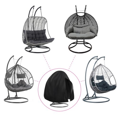 Védőhuzat kétszemélyes függő fotelhez, fekete, KRYTO TYP 2