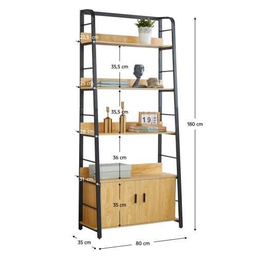 Polcállvány, sötét tölgy/fekete, CHARITON