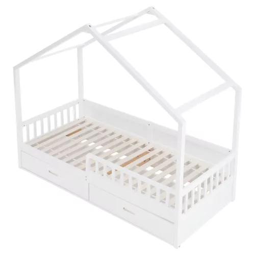 Montessori ágy, 90x200, fehér, tömör, BIANKA