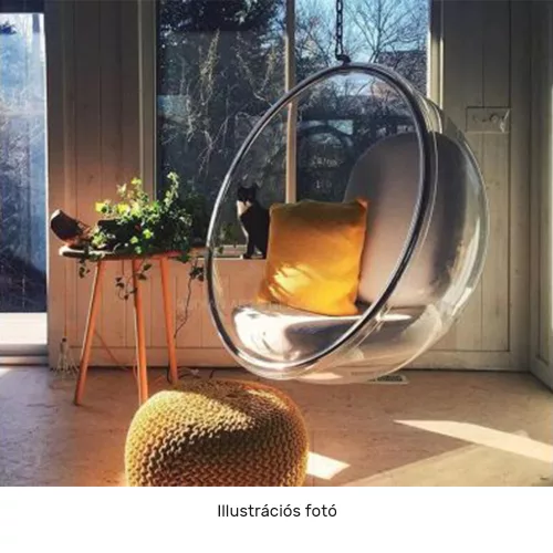 Függő fotel, átlátszó/arany/rózsaszín, BUBBLE NEW TYP 1