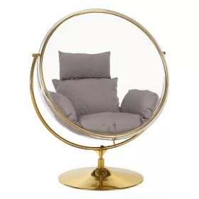   Függő fotel állvánnyal, átlátszó/arany/szürke, BUBBLE NEW TYP 2