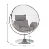 Függő fotel állvánnyal, átlátszó/ezüst/szürke, BUBBLE NEW TYP 2