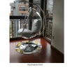 Függő fotel állvánnyal, átlátszó/ezüst/szürke, BUBBLE NEW TYP 3