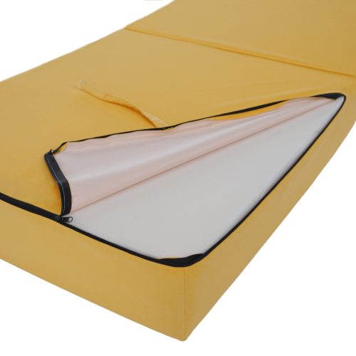 Összecsukható matrac/fotel, 2v1, sárga, PELOS