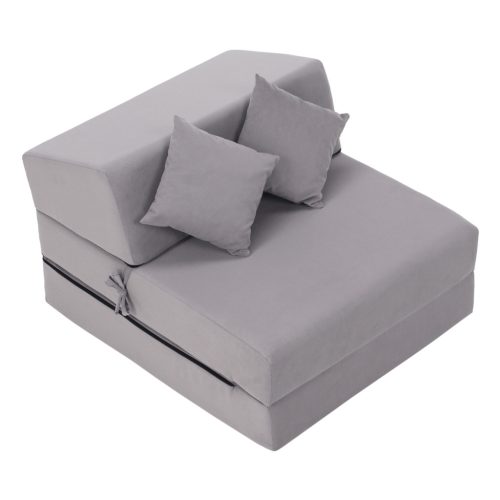 Összecsukható matrac/fotel, 2v1, világosszürke, PELOS