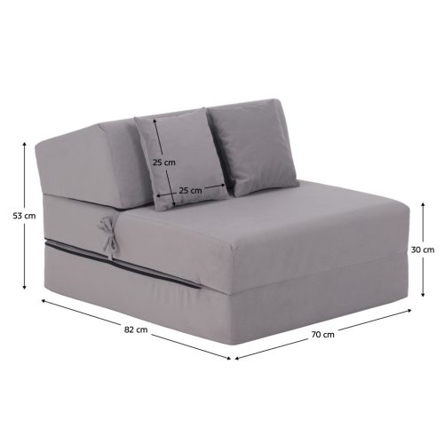 Összecsukható matrac/fotel, 2v1, világosszürke, PELOS