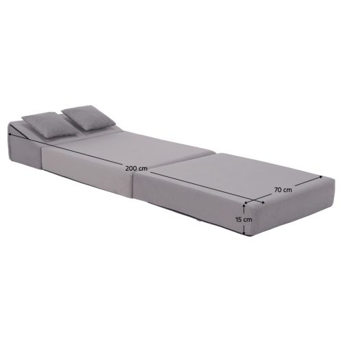 Összecsukható matrac/fotel, 2v1, világosszürke, PELOS