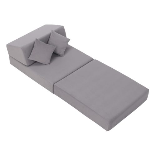 Összecsukható matrac/fotel, 2v1, világosszürke, PELOS