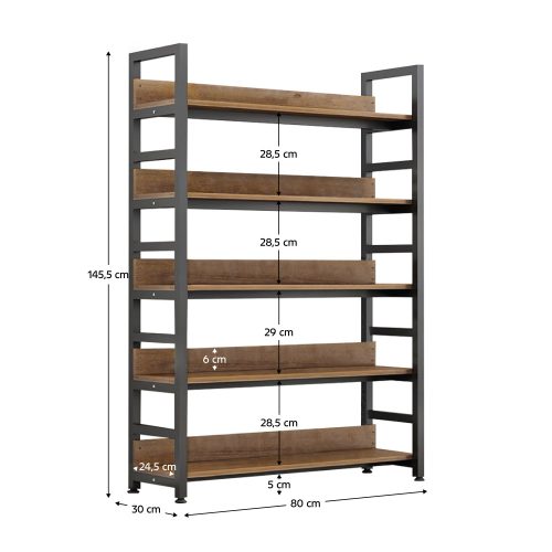 Polcállvány, sötét tölgy/fekete, JANEL TYP 1