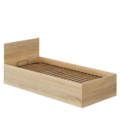 Ágy fém ráccsal és tárolóhellyel, 90x200, sonoma tölgy, DOLI