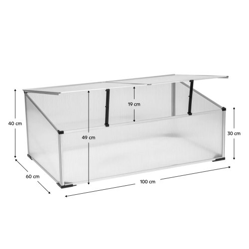 Kerti üvegház/melegágy, polikarbonát, 100x60x30 cm, LENSAR