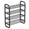 Cipőtartó, 4 polcos, fekete, FERRUM