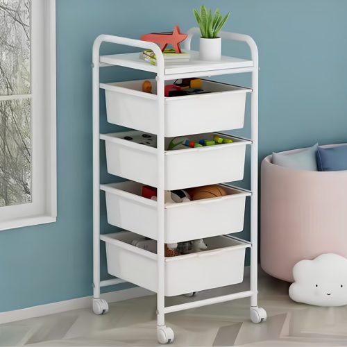 Mozgatható polcállvány, fehér, SUFIK