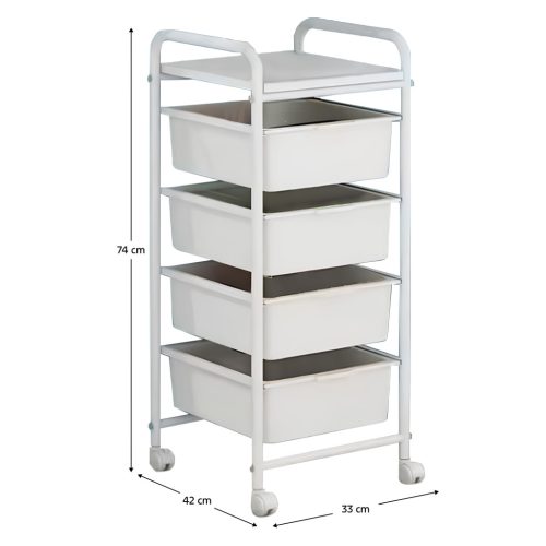 Mozgatható polcállvány, fehér, SUFIK