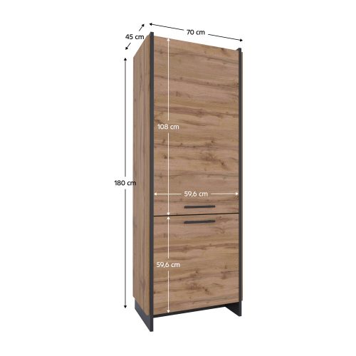 Polcos szekrény, wotan tölgy/fekete, AMONI 2D