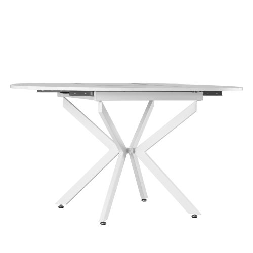 Kihúzható étkezőasztal, fehér, 100x100-140x75 cm, ABERO TYP 1