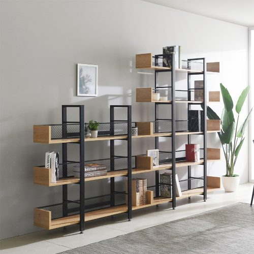 5 polcos polcállvány, tölgy/fekete, KILIS NEW TYP 2