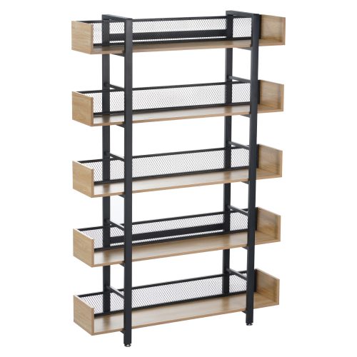 5 polcos polcállvány, tölgy/fekete, KILIS NEW TYP 2