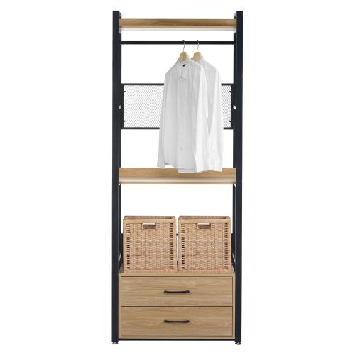 Polcállvány fiókokkal, tölgy/fekete, KILOS NEW TYP 1