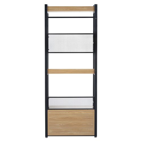 Polcállvány fiókokkal, tölgy/fekete, KILOS NEW TYP 1