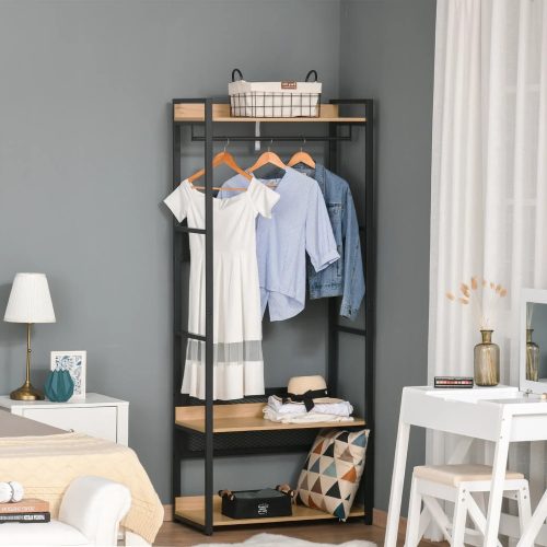 Polcállvány polcokkal, tölgy/fekete, KILOS NEW TYP 2