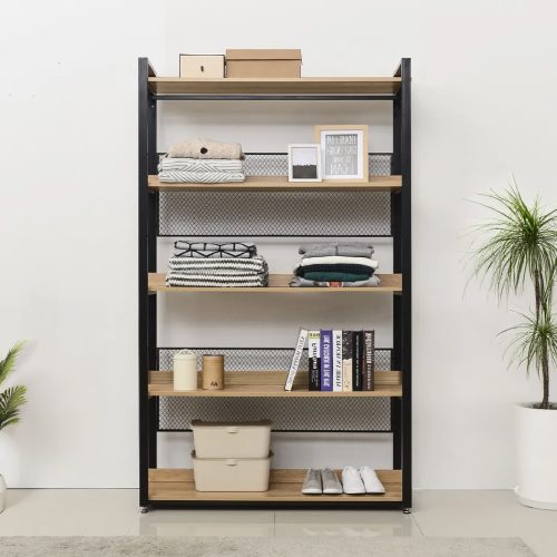 5 polcos állvány, tölgy/fekete, KILOS NEW TYP 3