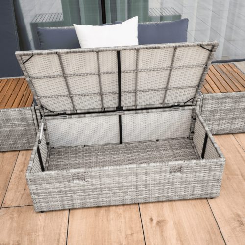 Kerti rattan szett, szürke/természetes/krémszínű, DEBRA