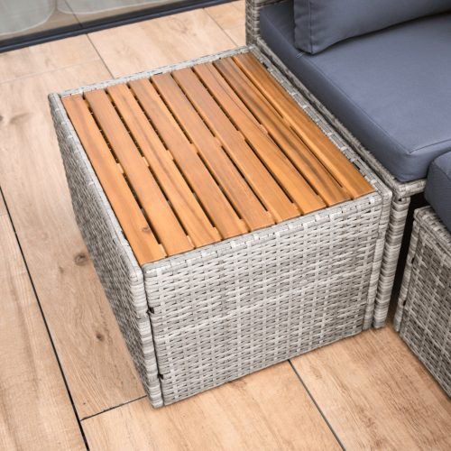 Kerti rattan szett, szürke/természetes/krémszínű, DEBRA