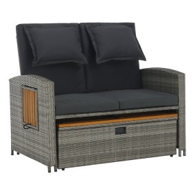 Kerti rattan heverő, szürke/természetes, MALORY