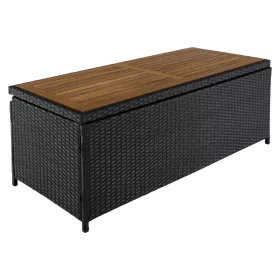   Kerti tároló doboz/pad, fekete/természetes/krémszínű, BEMUS