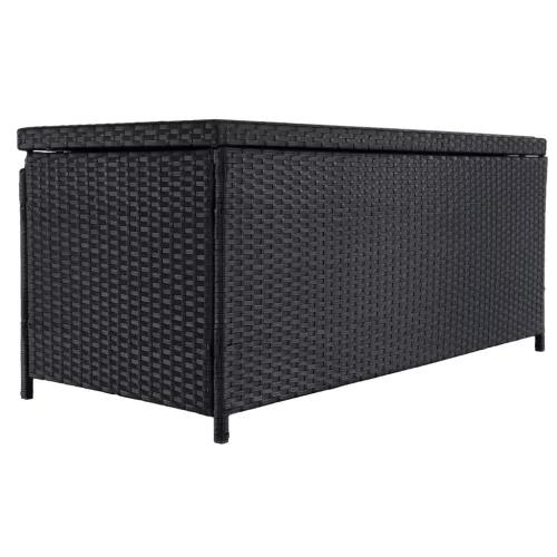 Kerti tároló doboz/pad, fekete/természetes/krémszínű, BEMUS
