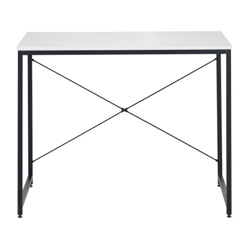 Íróasztal, fehér/fekete, 90x60 cm, MELLORA