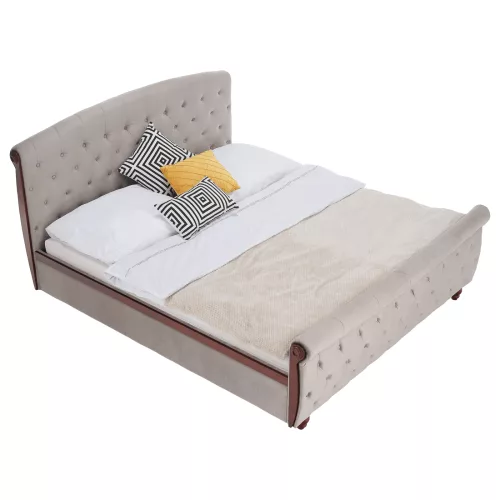 Ágy ágyráccsal, 180x200, szürkésbarna Taupe Velvet szövet, BARETO