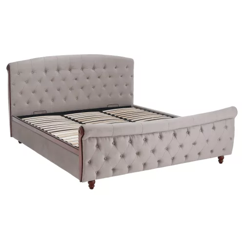 Ágy ágyráccsal, 180x200, szürkésbarna Taupe Velvet szövet, BARETO