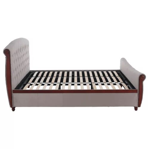 Ágy ágyráccsal, 180x200, szürkésbarna Taupe Velvet szövet, BARETO