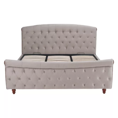Ágy ágyráccsal, 180x200, szürkésbarna Taupe Velvet szövet, BARETO