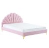 Ágy ágyráccsal, 140x200, rózsaszín Velvet szövet, ISADORA