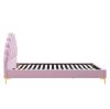 Ágy ágyráccsal, 140x200, rózsaszín Velvet szövet, ISADORA