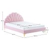 Ágy ágyráccsal, 140x200, rózsaszín Velvet szövet, ISADORA