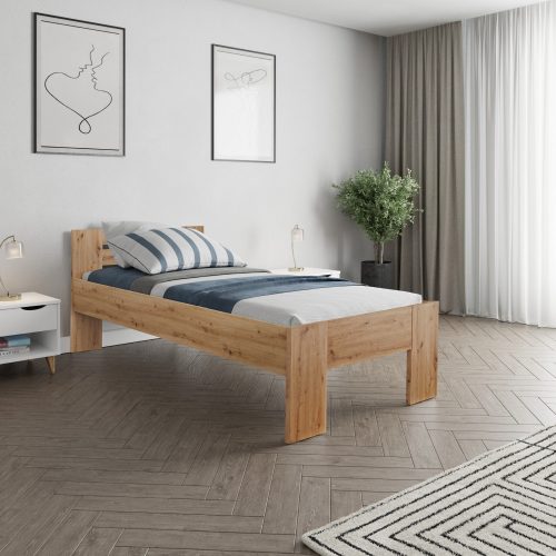 Ágy, 90x200, artisan tölgy, BASIS